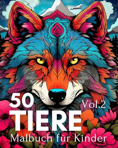 Malbuch für Kinder 50 Tiere Vol.2 Einfach auszumalende Seiten mit Bauernhoftieren, Meerestieren