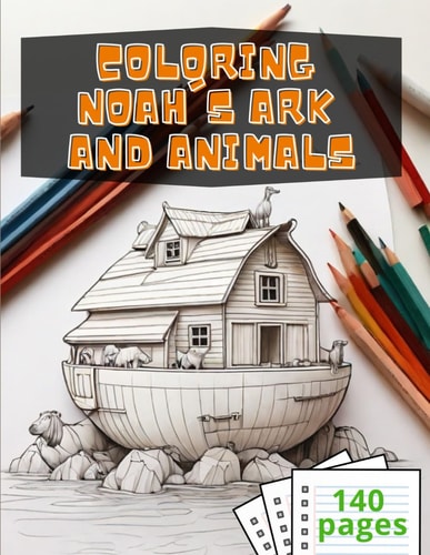 Coloring Noah's ark and animals: Coloring book