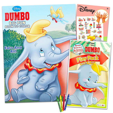 Disney Dumbo Coloring Book Imagine Ink Set - No Mess Magic Ink Dumbo Activity Book with Dumbo Stickers and Temporary Tattoos