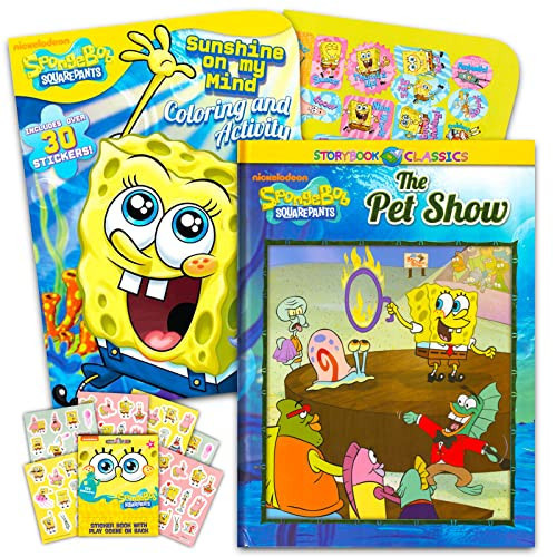 SpongeBob SquarePants Coloring Storybook Set for Kids - Bundle with SpongeBob the Pet Show Story Book, Jumbo Coloring Book and Stickers | SpongeBob Activity Set