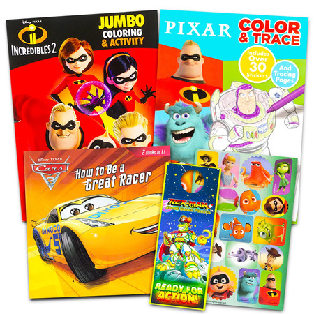Disney Coloring Book Set for Kids - Bundle with 3 Pixar Coloring and Activity Books with Puzzles, Games, and Mazes Featuring Finding Nemo, Dory, Cars, Planes, Zootopia, and More
