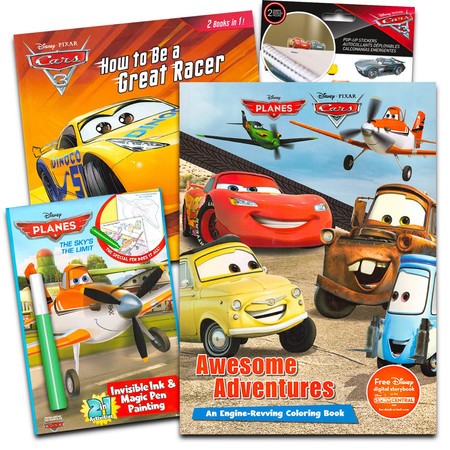 Disney Cars and Planes Activity Book Set for Boys and Girls - Bundle with 3 Pixar Coloring, Activity, and Story Books with Puzzles, Games, Mazes, and More Featuring Planes and Cars Characters Plus Cars Stickers