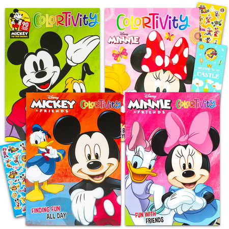 Minnie and Mickey Mouse Coloring Book Set for Kids 4-8 ~ Bundle with 4 Disney Activity Books for Boys and Girls | Mickey Coloring, Games, Puzzles, Stickers and More