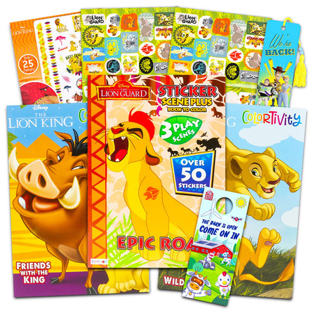 Disney Lion King Coloring Book Set for Kids - 3 Lion King and Lion Guard Activity Books with Stickers, Games, Puzzles, Tattoos and More | Lion King Activity Set for Boys and Girls