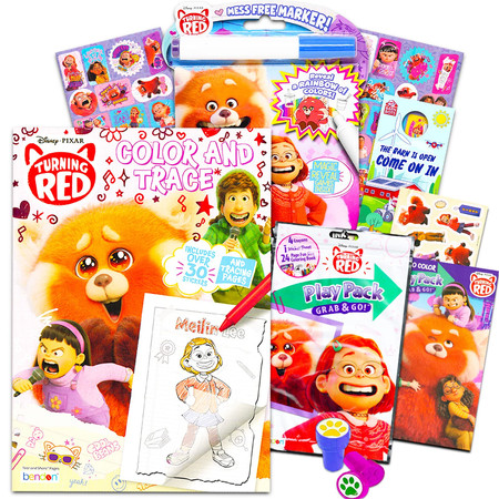 Disney Turning Red Coloring Book Super Set for Kids - Bundle with 3 Turning Red Activity Books with Mess-Free Coloring Pages, Tracing Activities, and More (Turning Red Coloring Book Pack)