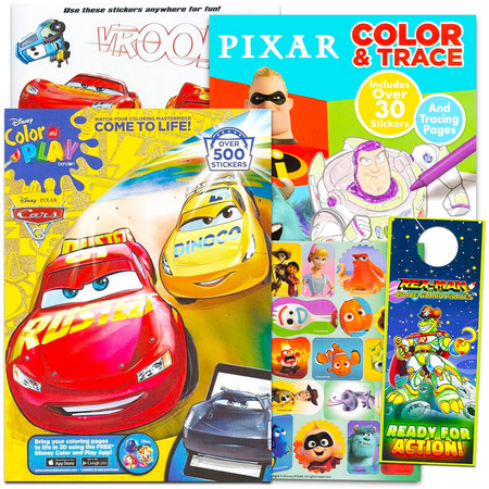 Pixar Cars Coloring Book Set for Kids - Bundle with 2 Disney Coloring and Activity Books with Stickers, Puzzles, Games, and Mazes Plus Bonus Cars Stickers