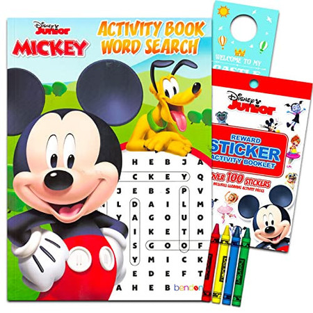 Disney Mickey Mouse Word Search Puzzle Book Set for Kids ~ Bundle with 2 Mickey Mouse Activity Books Featuring Word Find Puzzles, Stickers, Coloring and More