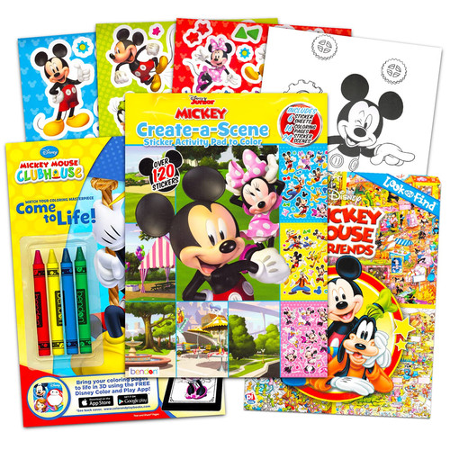 Disney Mickey Mouse Sticker Activity Books for Kids - Bundle with Mickey Mouse Sticker Book, Look and Find, and Coloring Book (Disney Activity Book Set)