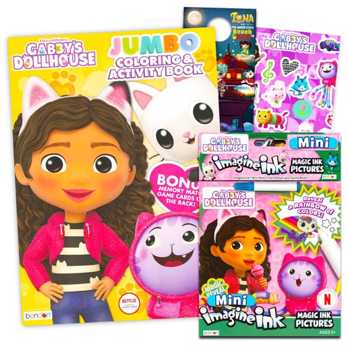 Gabby's Dollhouse Coloring Books for Girls ~ Bundle with Gabby's Dollhouse Jumbo Coloring and Activity Book, Imagine Ink, Princess Stickers, and More (Gabby's Dollhouse Coloring Pack)