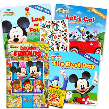 Disney Mickey Mouse Story Book Activity Set ~ Bundle with 4 Mickey Mouse Clubhouse Look and Find Hidden Pictures Activity Storybooks for Kids, Toddlers 3-5 and Stickers