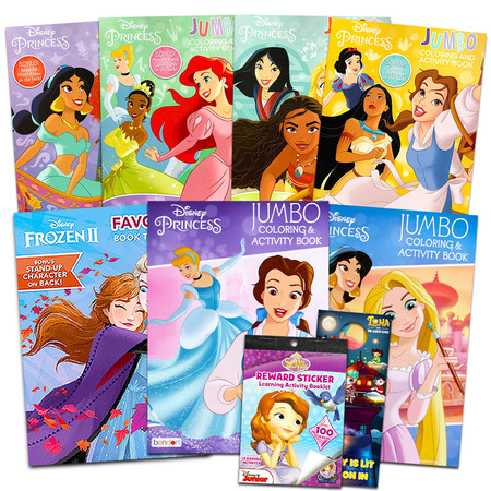 Disney Princess Coloring Book Super Set for Kids - 7 Jumbo Disney Princess Activity Books with Coloring Pages, Stickers, Games, Puzzles, and More | Disney Princess Coloring Bundle