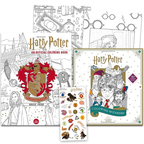 Harry Potter Coloring Books Set - Bundle with 2 Harry Potter Coloring Books for Kids, Adults Plus Harry Potter Decal | Harry Potter Coloring Books for Kids Ages 8-12