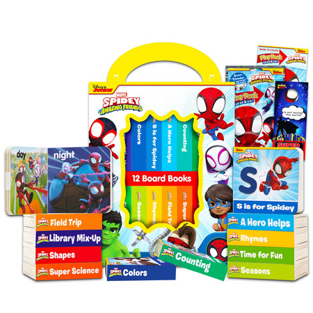 Spidey and His Amazing Friends Board Books Ultimate Bundle Set for Kids, Toddlers - Pack of 12 Spidey Early Reader Board Books Plus Coloring Pages, More | Early Learning Books for Babies