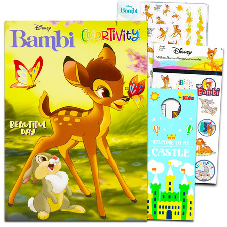 Bambi Coloring Book Set for Kids - Jumbo Disney Bambi Activity Book with Bambi Stickers, Tattoos, Games, Puzzles, and More | Disney Bambi Coloring Bundle for Boys, Girls