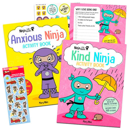 Ninja Life Hacks Book Set - Bundle with 2 Ninja Life Hacks Ninja Activity Books about Emotions with Games, Puzzles, Mindfulness, More Plus Stickers | Emotions and Feelings Activity Books