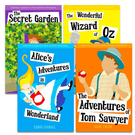 Classic Children's Abridged Book Set - Bundle with 4 Abridged Classic Storybooks for Kids Secret Garden, Wizard of Oz, Adventures of Tom Sawyer, Alice in Wonderland | Classic Stories for Kids