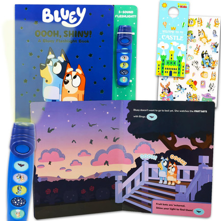 Bluey Busy Books for Toddlers 2-4 | Interactive Sound Book Set with Bluey Storybook, Flashlight, Stickers, More | Learning Skills Interactive Book for Girls, Boys, Kids