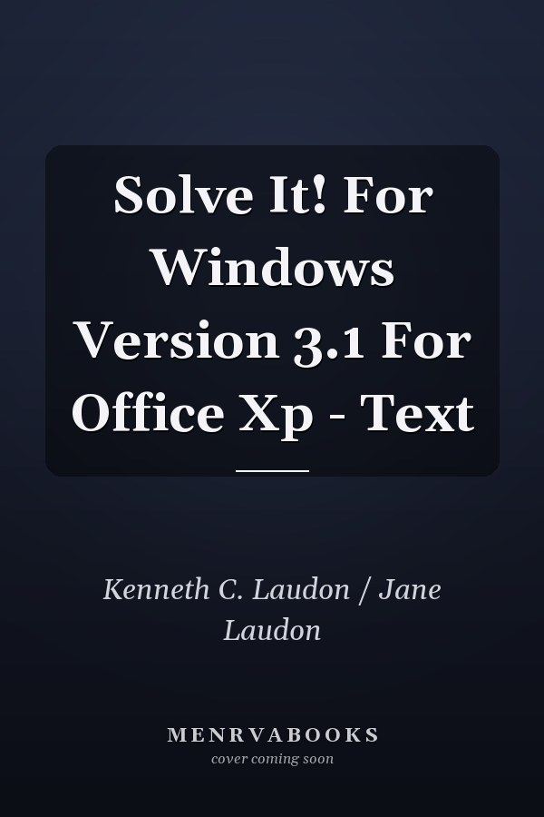 Solve It! For Windows Version 3.1 For Office Xp - Text