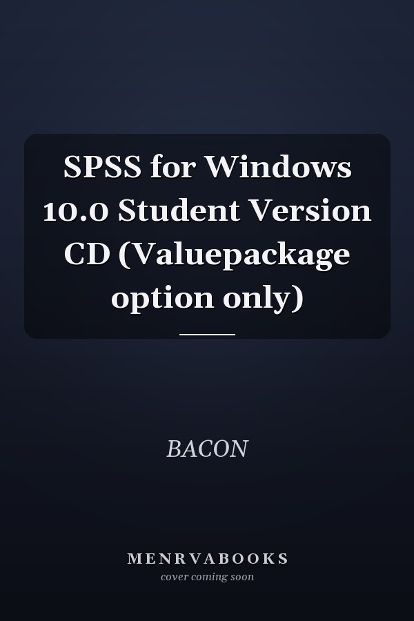 SPSS for Windows 10.0 Student Version CD