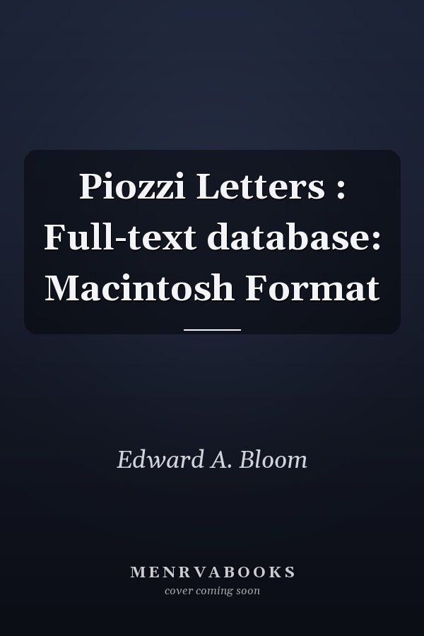 Piozzi Letters : Full-text database: Macintosh Format