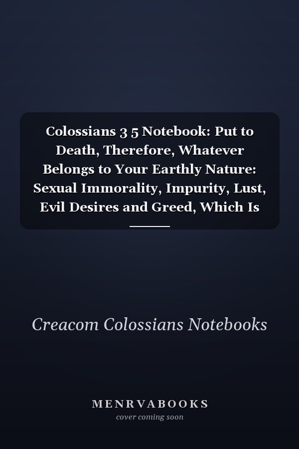 Colossians 3 5 Notebook: Put to Death, Therefore, Whatever Belongs to Your Earthly Nature: Sexual Immorality, Impurity, Lust, Evil Desires and Greed, Which Is Ido: Colossians 3:5 Notebook, Bible Verse Christian Journal/Diary Gift, Doodle Present