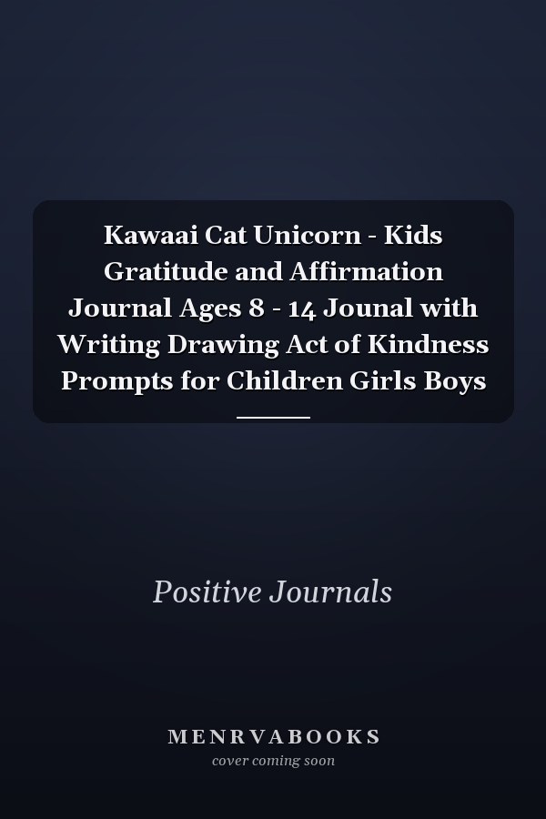 Kawaai Cat Unicorn - Kids Gratitude and Affirmation Journal Ages 8 - 14 Jounal with Writing Drawing Act of Kindness Prompts for Children Girls Boys