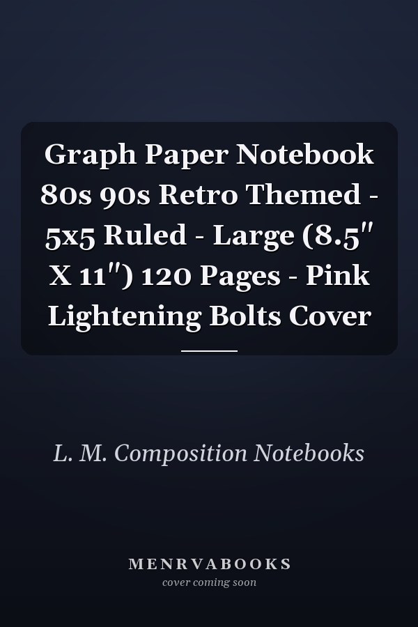Graph Paper Notebook 80s 90s Retro Themed - 5x5 Ruled - Large (8.5" X 11") 120 Pages - Pink Lightening Bolts Cover
