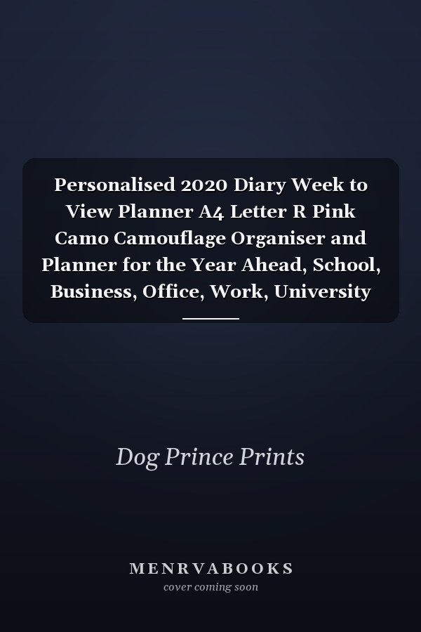 Personalised 2020 Diary Week to View Planner A4 Letter R Pink Camo Camouflage Organiser and Planner for the Year Ahead, School, Business, Office, Work, University
