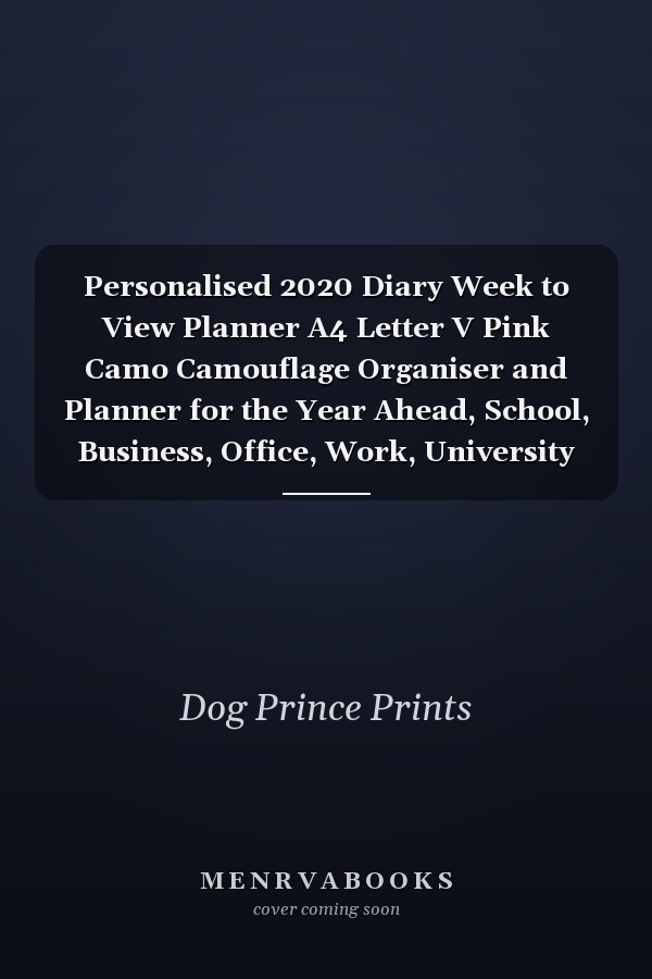 Personalised 2020 Diary Week to View Planner A4 Letter V Pink Camo Camouflage Organiser and Planner for the Year Ahead, School, Business, Office, Work, University