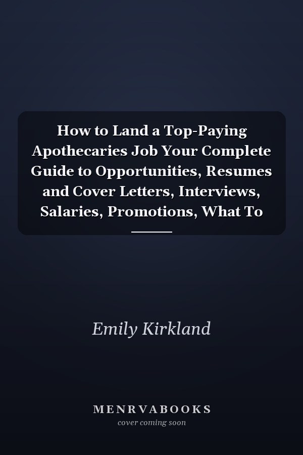 How to Land a Top-Paying Apothecaries Job Your Complete Guide to Opportunities, Resumes and Cover Letters, Interviews, Salaries, Promotions, What To