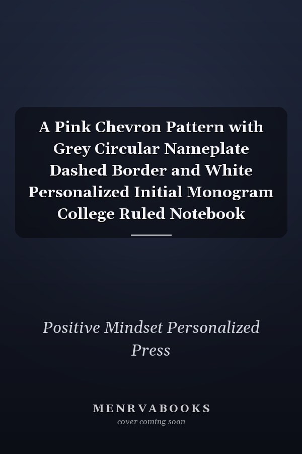 A Pink Chevron Pattern with Grey Circular Nameplate Dashed Border and White Personalized Initial Monogram College Ruled Notebook