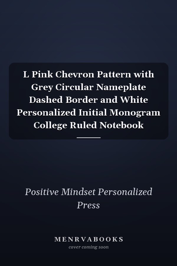 L Pink Chevron Pattern with Grey Circular Nameplate Dashed Border and White Personalized Initial Monogram College Ruled Notebook