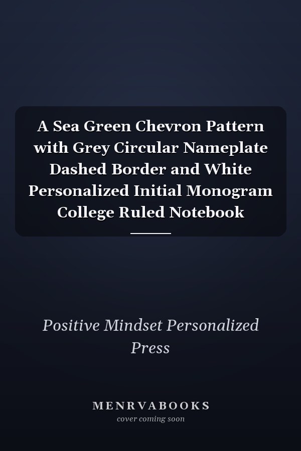 A Sea Green Chevron Pattern with Grey Circular Nameplate Dashed Border and White Personalized Initial Monogram College Ruled Notebook