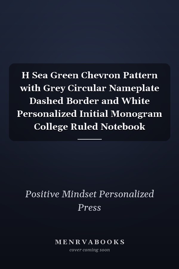 H Sea Green Chevron Pattern with Grey Circular Nameplate Dashed Border and White Personalized Initial Monogram College Ruled Notebook