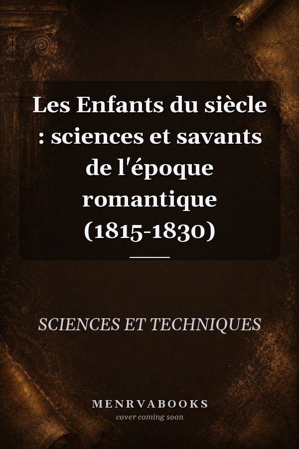 Les Enfants du siècle : sciences et savants de l'époque romantique (1815-1830)