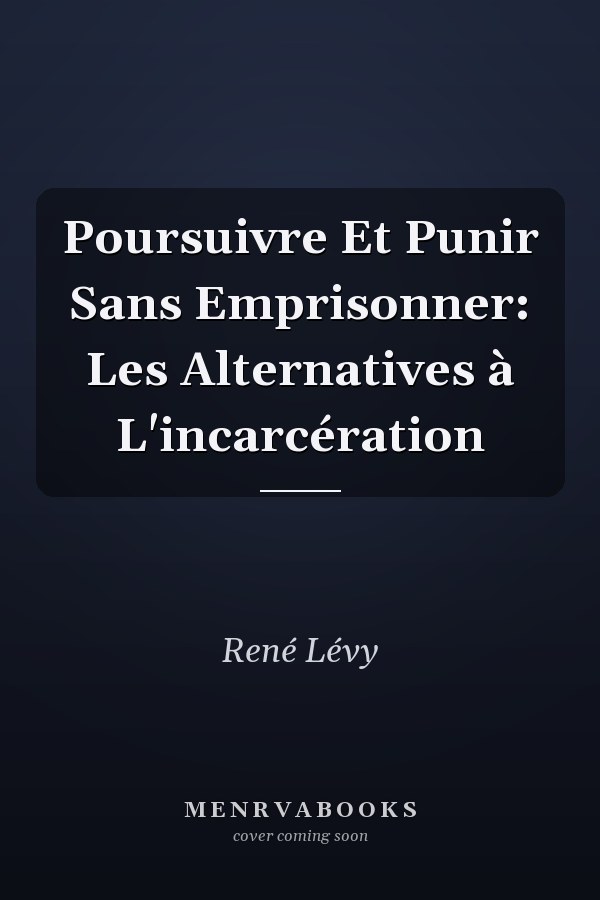Poursuivre Et Punir Sans Emprisonner: Les Alternatives à L'incarcération