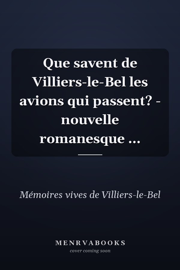 Que savent de Villiers-le-Bel les avions qui passent? - nouvelle romanesque ...
