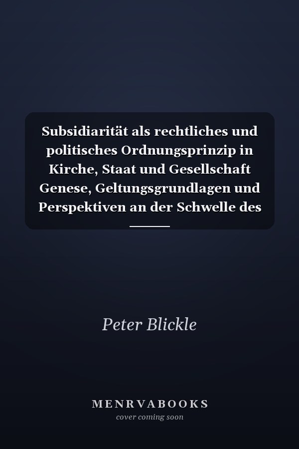 Subsidiarität als rechtliches und politisches Ordnungsprinzip in Kirche, Staat und Gesellschaft Genese, Geltungsgrundlagen und Perspektiven an der Schwelle des dritten Jahrtausends. Vorwort von Dieter Wyduckel