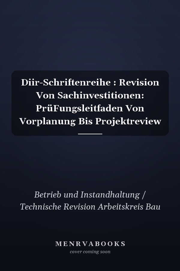 Diir-Schriftenreihe : Revision Von Sachinvestitionen: PrüFungsleitfaden Von Vorplanung Bis Projektreview