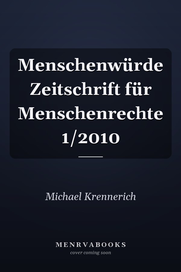 Menschenwürde Zeitschrift für Menschenrechte 1/2010