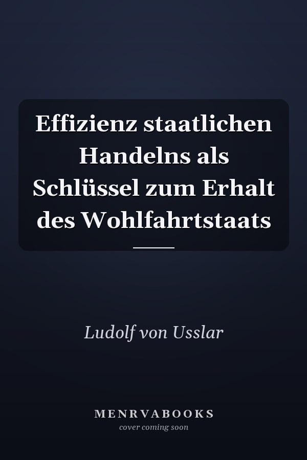 Effizienz staatlichen Handelns als Schlüssel zum Erhalt des Wohlfahrtstaats