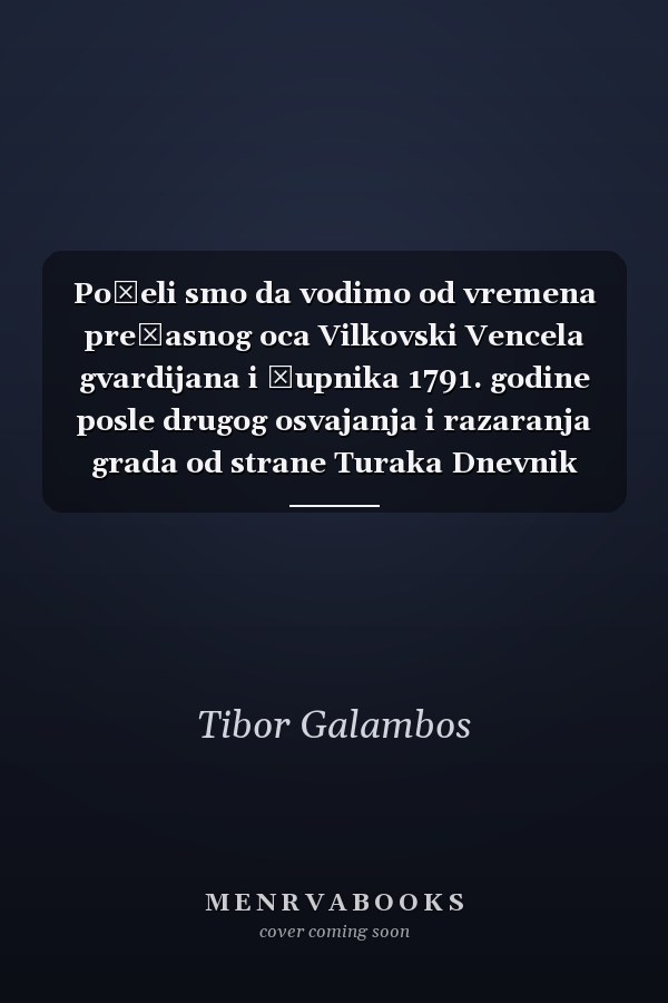 Počeli smo da vodimo od vremena prečasnog oca Vilkovski Vencela gvardijana i župnika 1791. godine posle drugog osvajanja i razaranja grada od strane Turaka Dnevnik Pančevačkog samostana ranije nazvanog po Milosrdnoj Devici Mariji a sada po Svetom Karlu Boromejskom osnovanog pod konventualnim minoritskim redom Svetog Franje Asiškog i pod zaštitom Mađarskog pokrajinskog redovišta Svete Elizabete