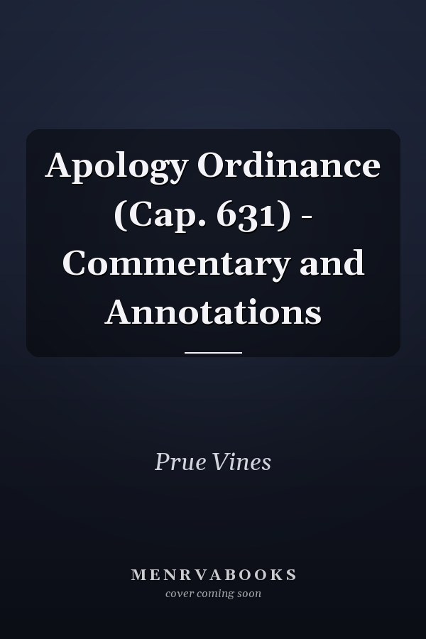 Apology Ordinance (Cap. 631) - Commentary and Annotations