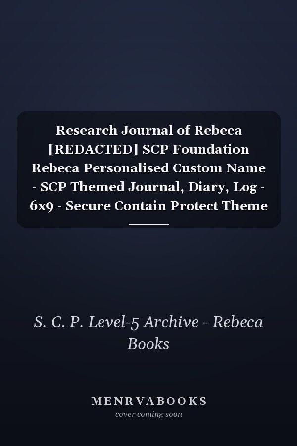 Research Journal of Rebeca [REDACTED] SCP Foundation Rebeca Personalised Custom Name - SCP Themed Journal, Diary, Log - 6x9 - Secure Contain Protect Theme