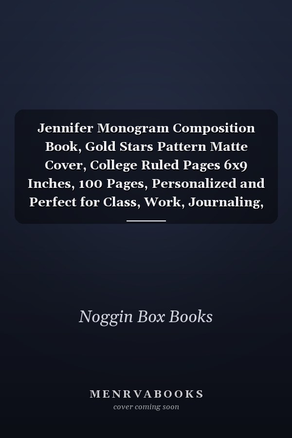 Jennifer Monogram Composition Book, Gold Stars Pattern Matte Cover, College Ruled Pages 6x9 Inches, 100 Pages, Personalized and Perfect for Class, Work, Journaling, Recipes, Notes