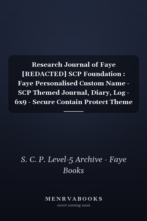 Research Journal of Faye [REDACTED] SCP Foundation : Faye Personalised Custom Name - SCP Themed Journal, Diary, Log - 6x9 - Secure Contain Protect Theme