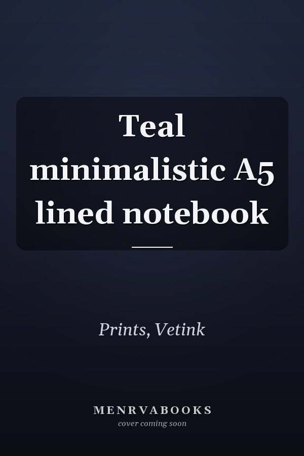 Teal minimalistic A5 lined notebook
