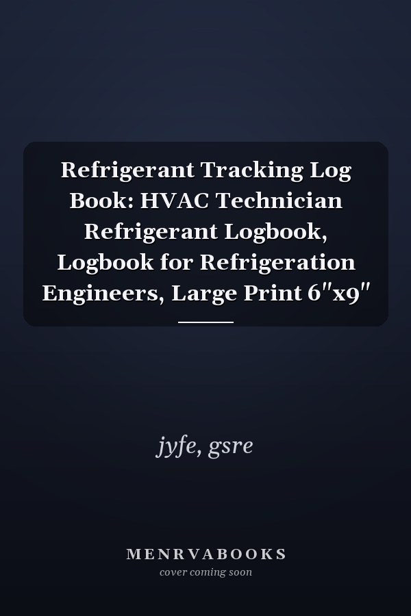 Refrigerant Tracking Log Book: HVAC Technician Refrigerant Logbook, Logbook for Refrigeration Engineers, Large Print 6"x9"