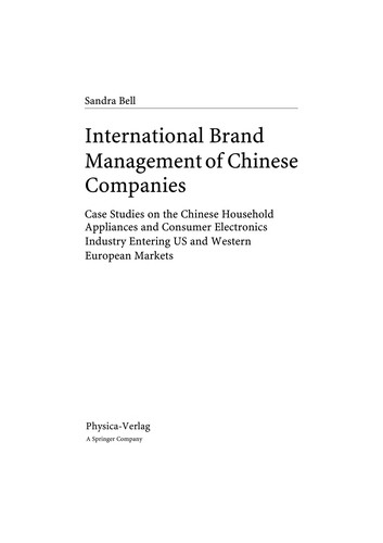 International Brand Management of Chinese Companies