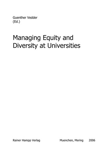 Managing Equity and Diversity at Universities